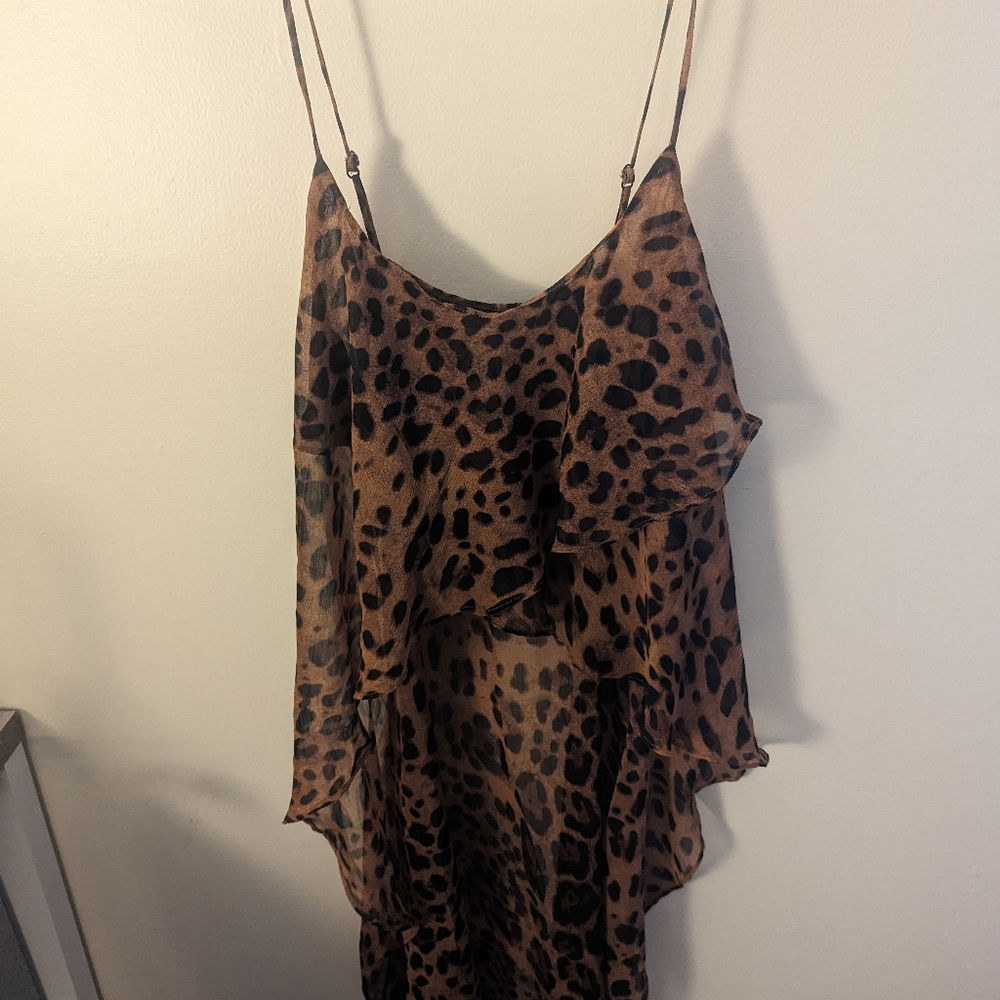 UNIF High Low Sheer Cheetah Top